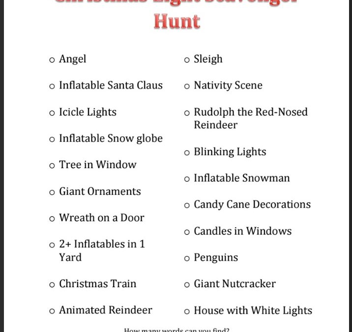 Christmas Light Scavenger Hunt